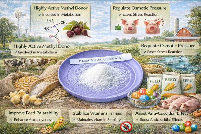 The core role of betaine in feed additives Die zentrale Rolle von Betain in Futtermittelzusatzstoffen