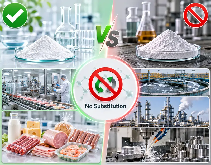 The difference between food-grade and industrial-grade phosphates Der Unterschied zwischen Phosphaten in Lebensmittel- und Industriequalität