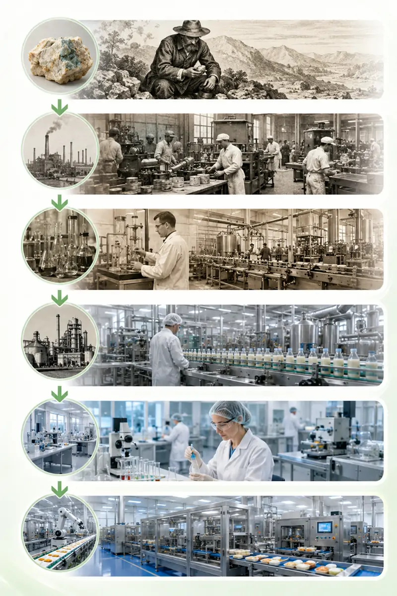 The history of phosphate development Die Geschichte der Phosphatentwicklung